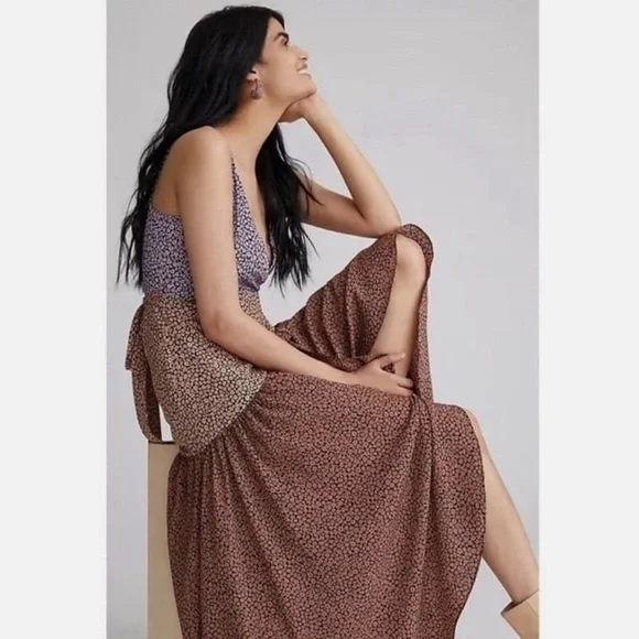 Anthropologie Hutch Contrast Floral Wrap Midi Dress, Size 1X - Picture 2 of 8